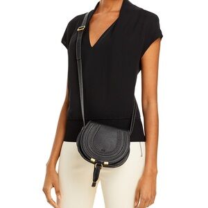 Chloe Small Marcie Crossbody Saddle Grained Leather Black with Dust bag Gold